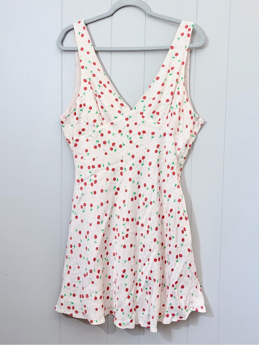 Zara Cream Sleeveless Dress Red Cherry Pattern Fit & Flare Rockabilly XXL